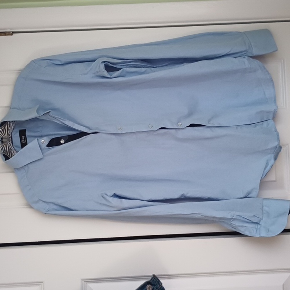 Oran Light Blue Shirt Cotton Button Down Sz L Shirt Business Casual